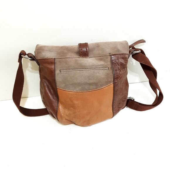 The Sac Tri Color Leather Hobo Satchel Brown Crossbody - Picture 4 of 7